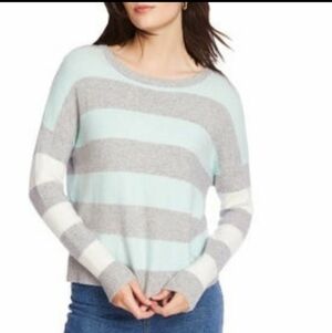 NWT Court & Rowe Gray Blue Striped Sweater